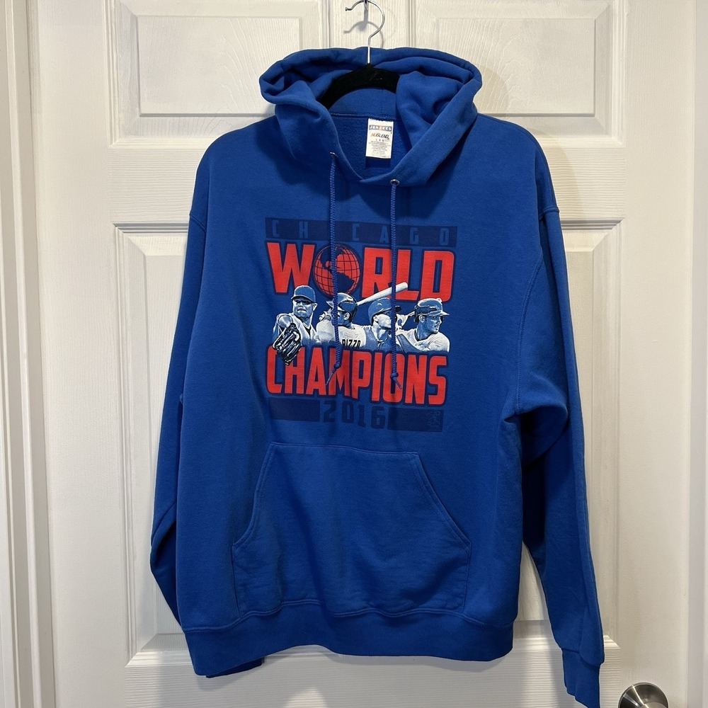 Chicago‎ Cubs 2016 World Series Champions Jerzees Hoodie Men's Large Blue MLB